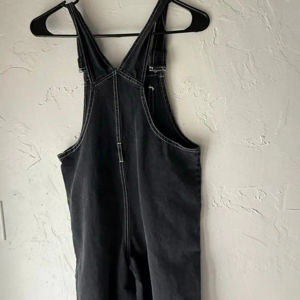 Hang Ten Girl's Size‎ Large Black Cotton USA Denim Coveralls Overalls